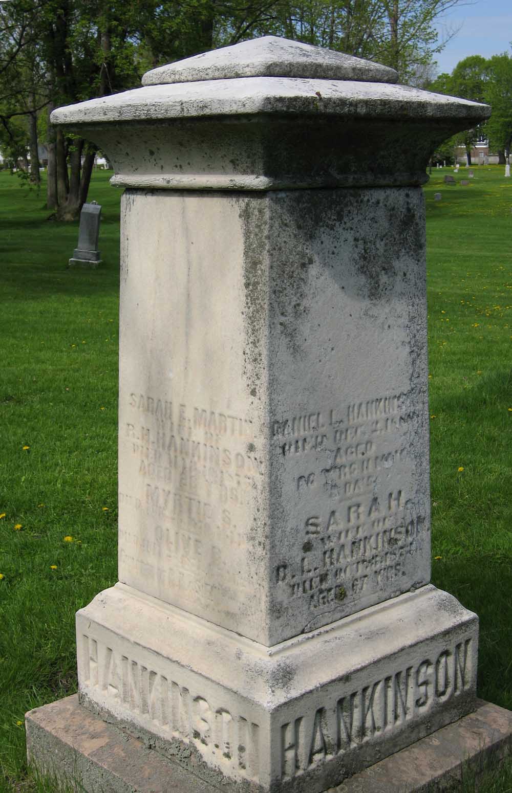 A picture of Daniel LeRoy HANKINSON's tombstone in Minneapolis.